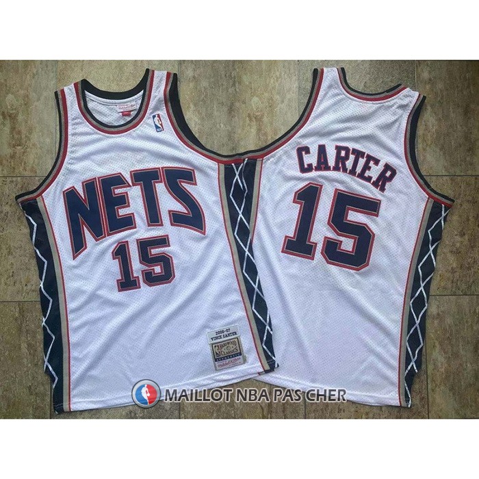 Maillot Brooklyn Nets Vince Carter NO 15 Mitchell & Ness 2006-07 Blanc